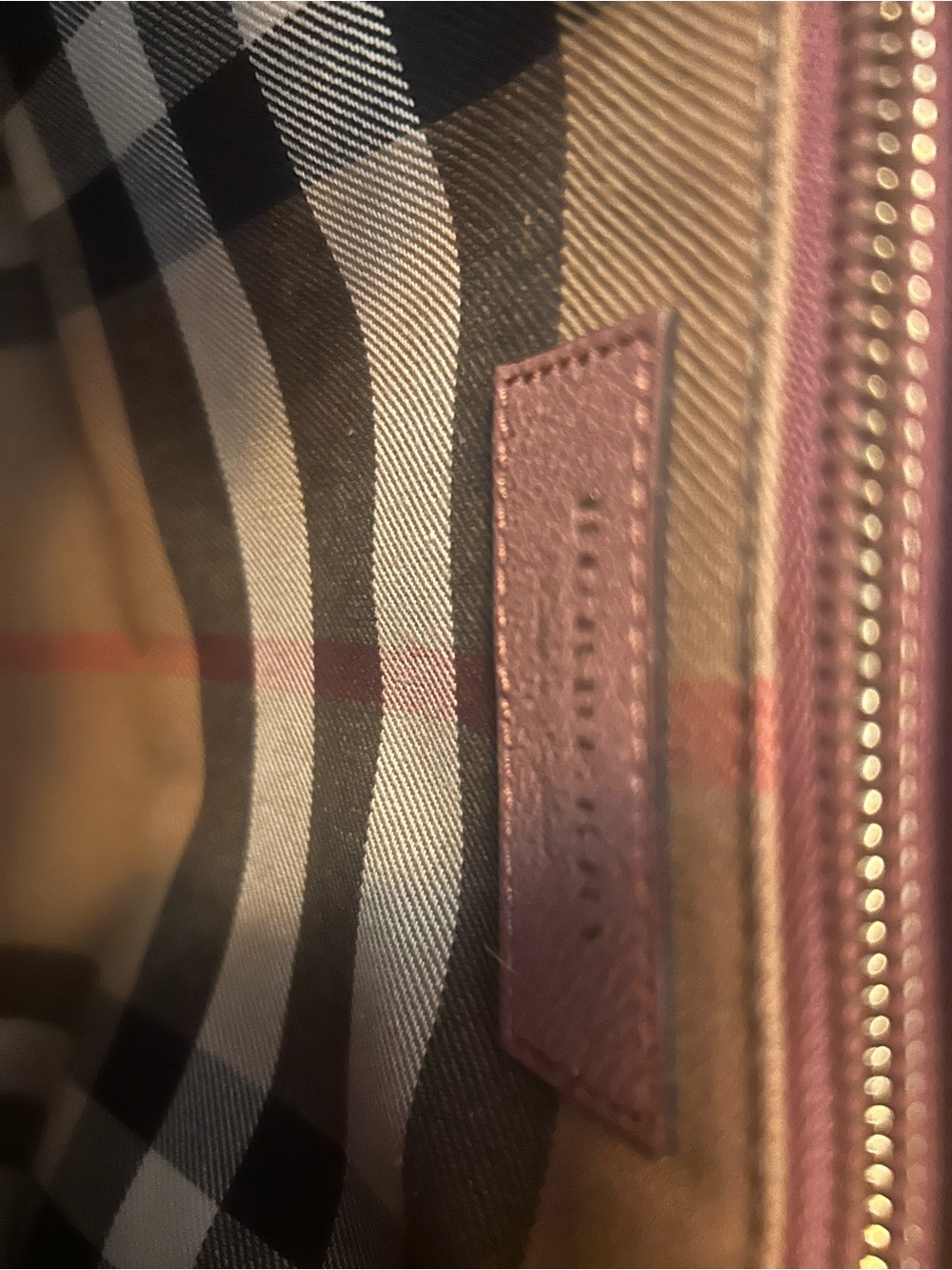 Burberry Dusty Pink Leather Satchel with Signature Check Strap - Picture 5 of 14